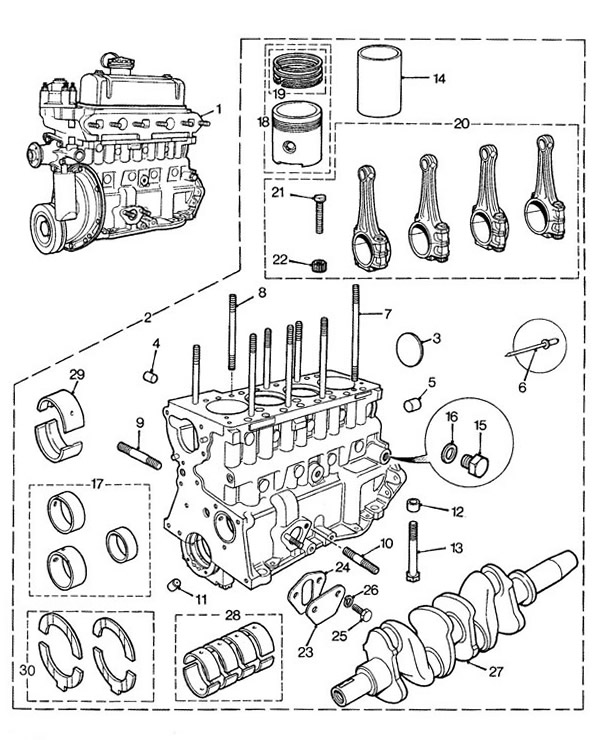 Engine and Block 1275cc - 1990 on