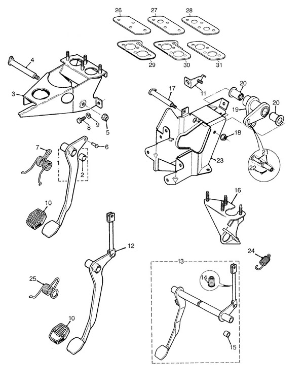 Brake/Clutch Pedals and Controls