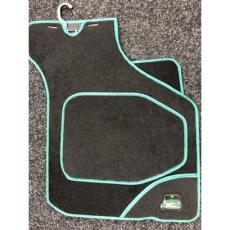 Classic Mini Carpet Mat Set 4 All Black Green Edge *Classic Mini* 