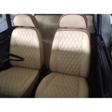Classic Mini Seat Set MPI Fully Refub In Cream Trimed In Red With Door Cards
